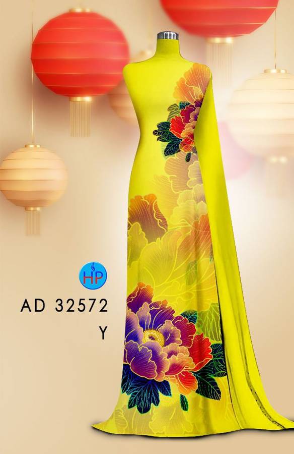 Vải Áo Dài Hoa In 3D AD 32572 5